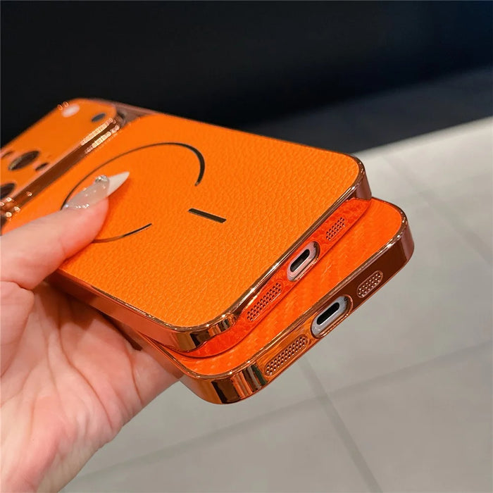 For iPhone 14 Pro Max Electroplated Phone Case Transfer to 17 Pro Max Shockproof TPU PU Back Cover - Litchi Texture - 6