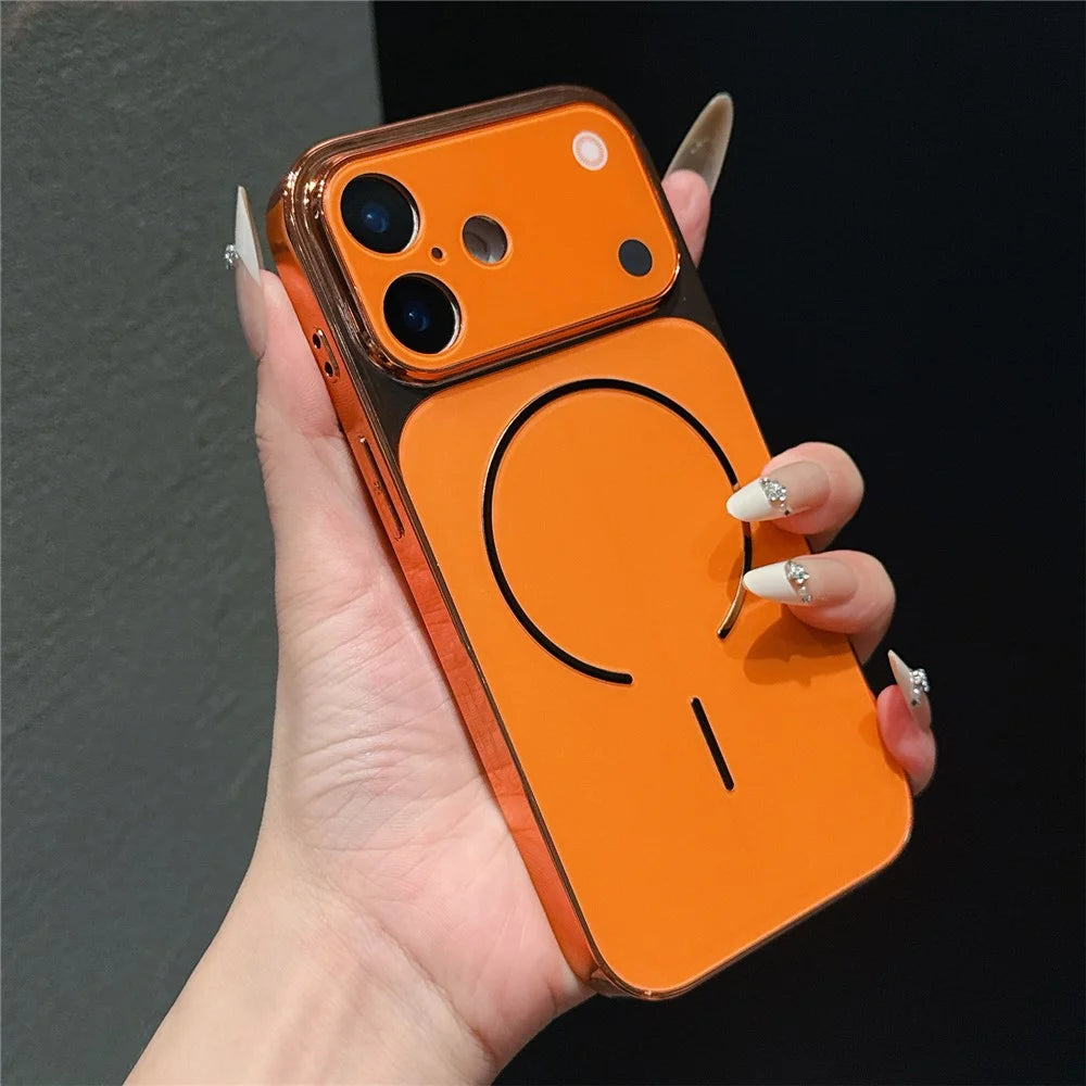 For iPhone 16 Pro Max Case Electroplated Frosted Shell Transfer to 17 Pro Max TPU PC Phone Cover - Orange - 2