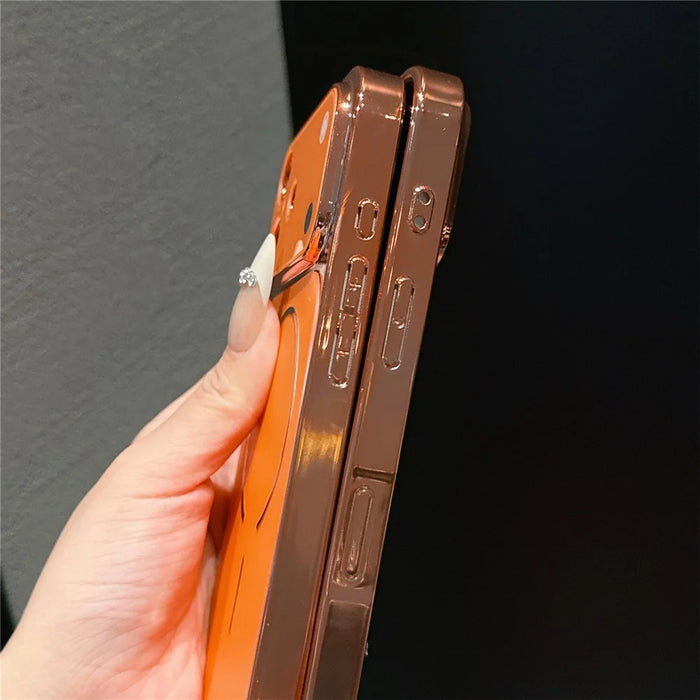For iPhone 16 Pro Case Electroplated Frosted Shell Transfer to 17 Pro TPU PC Phone Cover - Orange - 3