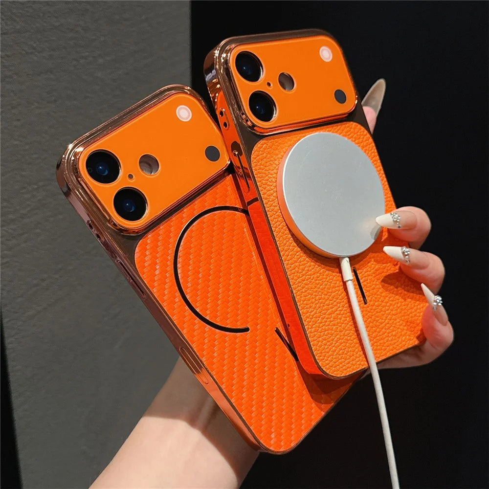 For iPhone 16 Pro Max Electroplated Phone Case Transfer to 17 Pro Max Shockproof TPU PU Back Cover - Carbon Fiber Texture - 4