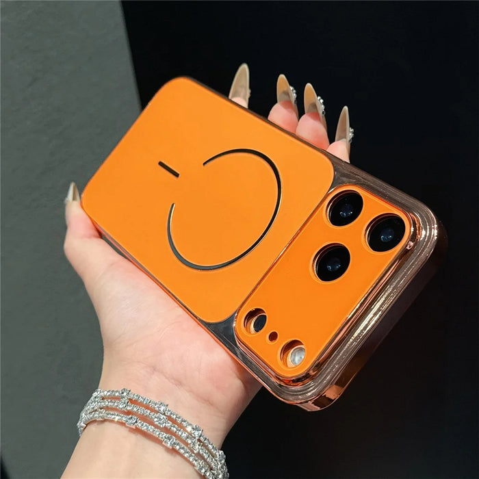 For iPhone 17 Pro Max Case Electroplated Frosted Shell Shockproof TPU PC Phone Cover - Orange - 2