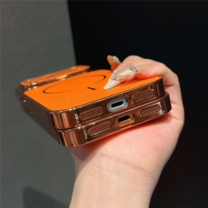 For iPhone 17 Pro Max Electroplated Phone Case Shockproof TPU PU Protective Back Cover - Litchi Texture - 5