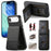 For iPhone Air Case Cloth Texture Leather + PC + TPU RFID Blocking Phone Cover with Card Holder - Black - 1