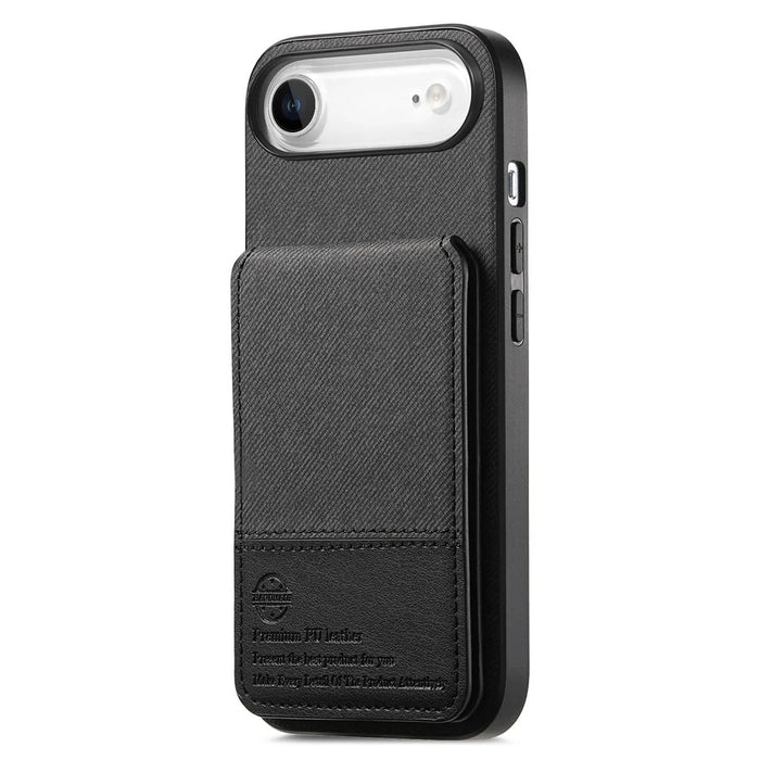 For iPhone Air Case Cloth Texture Leather + PC + TPU RFID Blocking Phone Cover with Card Holder - Black - 4