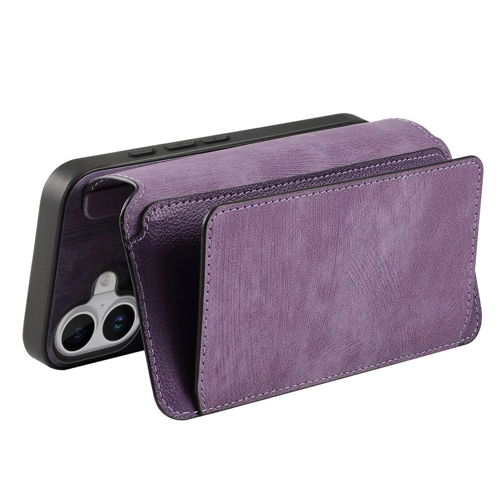 CASENEO MW-02 For iPhone 17 Case Detachable Magnetic Leather Flip Phone Cover - Purple - 4