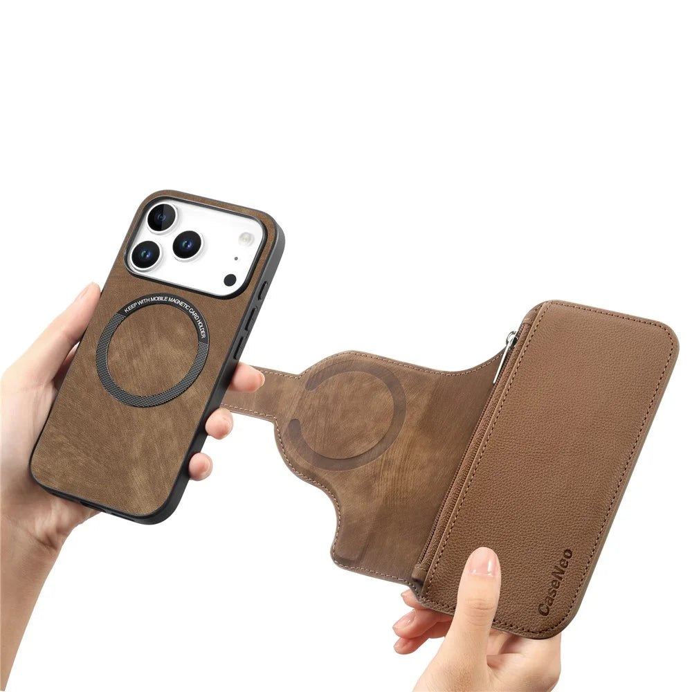 CASENEO MW-02 For iPhone 18 Pro Max / 17 Pro Max Case Detachable Magnetic Leather Flip Phone Cover - Brown - 5