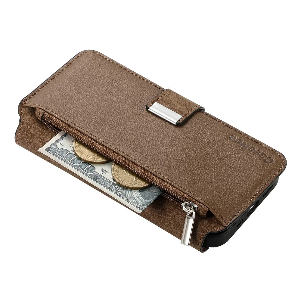 CASENEO MW-02 For iPhone 18 Pro Max / 17 Pro Max Case Detachable Magnetic Leather Flip Phone Cover - Brown - 7