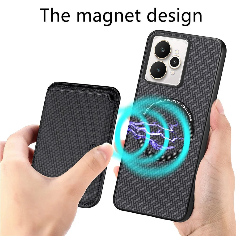 For Realme 15 5G Case Magnetic Detachable Card Holder Phone Back Cover - Black - 3