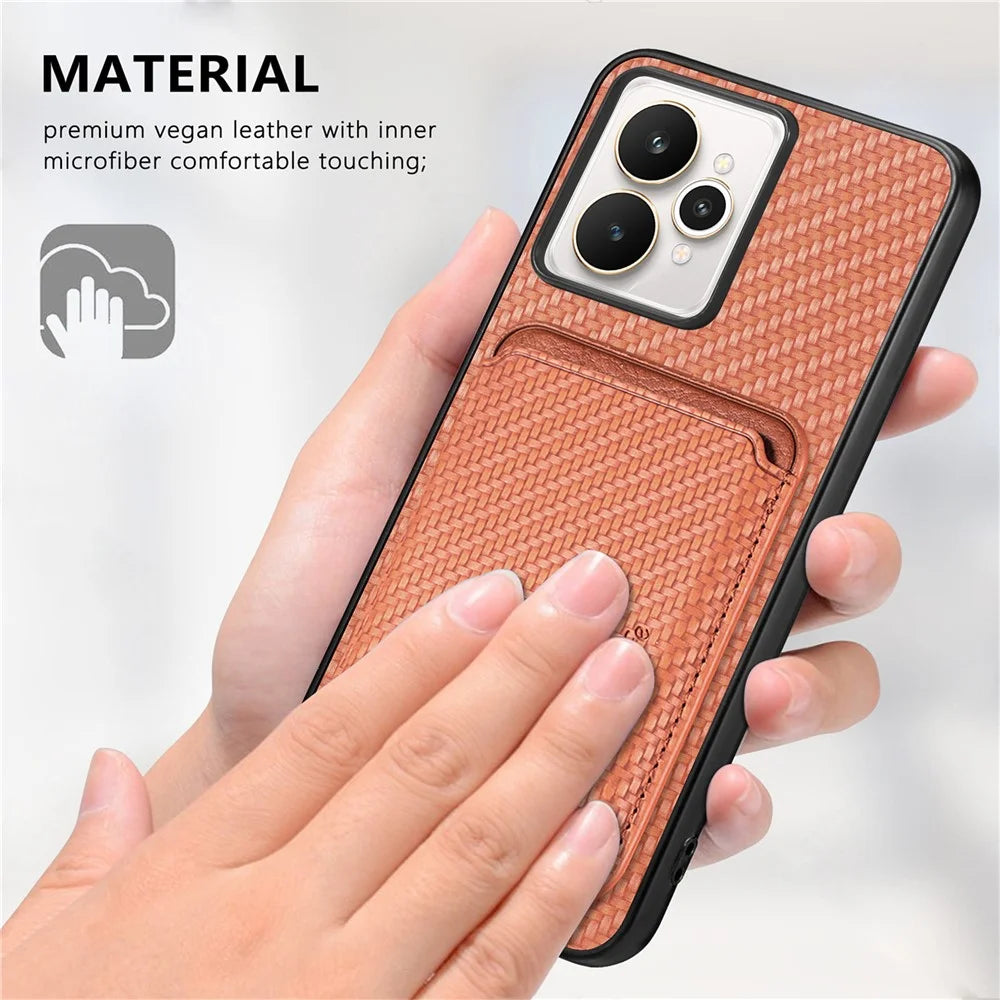 For Realme 15 5G Case Magnetic Detachable Card Holder Phone Back Cover - Black - 6