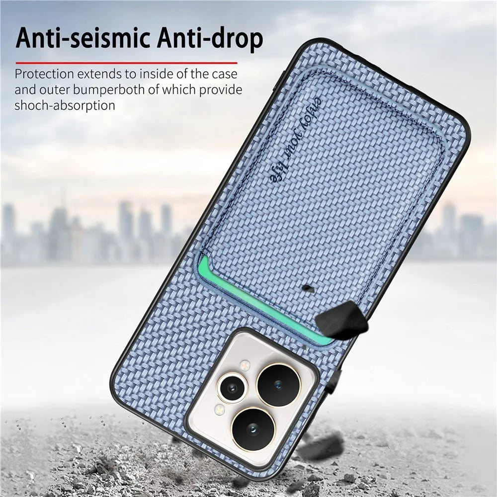 For Realme 15 5G Case Magnetic Detachable Card Holder Phone Back Cover - Black - 7
