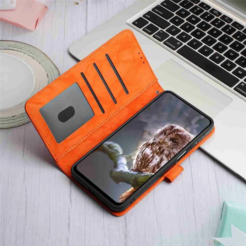 For iPhone  18 Pro / 17   Pro Leather Case Butterfly Flower Imprinted Wallet Stand Flip Phone Cover with Wrist Strap - Orange - 2