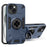 For iPhone 15 Plus  / 14 Plus Case with Ring Holder Kickstand PC + TPU Anti-Fall Phone Cover - Dark Blue - 1