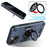 For iPhone 15 Plus  / 14 Plus Case with Ring Holder Kickstand PC + TPU Anti-Fall Phone Cover - Dark Blue - 4