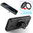 For iPhone 16 Plus Case with Ring Holder Kickstand PC + TPU Anti-Fall Phone Cover - Black - 5