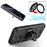 For iPhone 16 Pro Max Case with Ring Holder Kickstand PC + TPU Anti-Fall Phone Cover - Black - 5