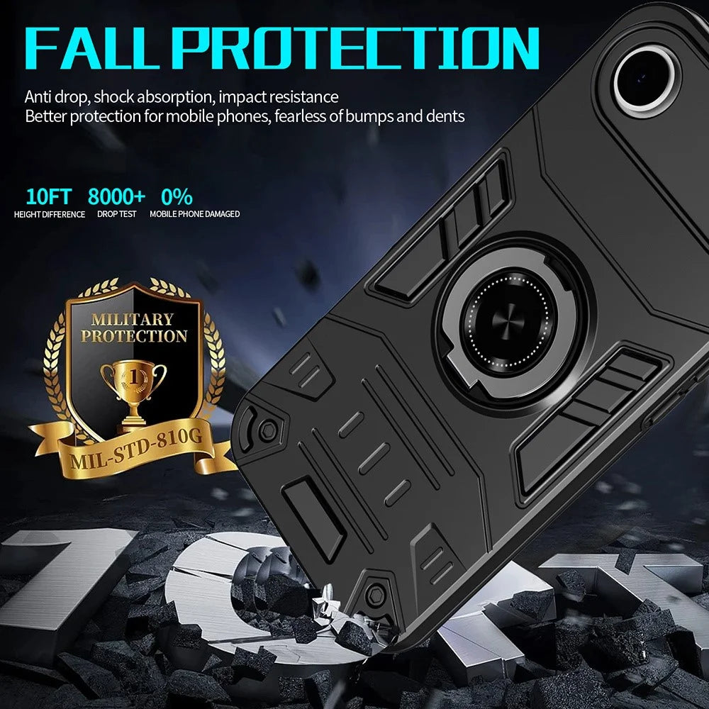 For iPhone Air Case with Ring Holder Kickstand PC + TPU Anti-Fall Phone Cover - Black - 3