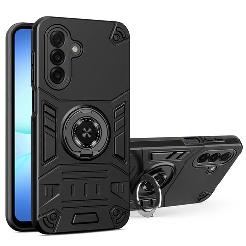 For Samsung Galaxy A18 5G / A18 4G / A17 5G / A17 4G Case with Ring Holder Kickstand PC + TPU Anti-Fall Phone Cover - Black - 1