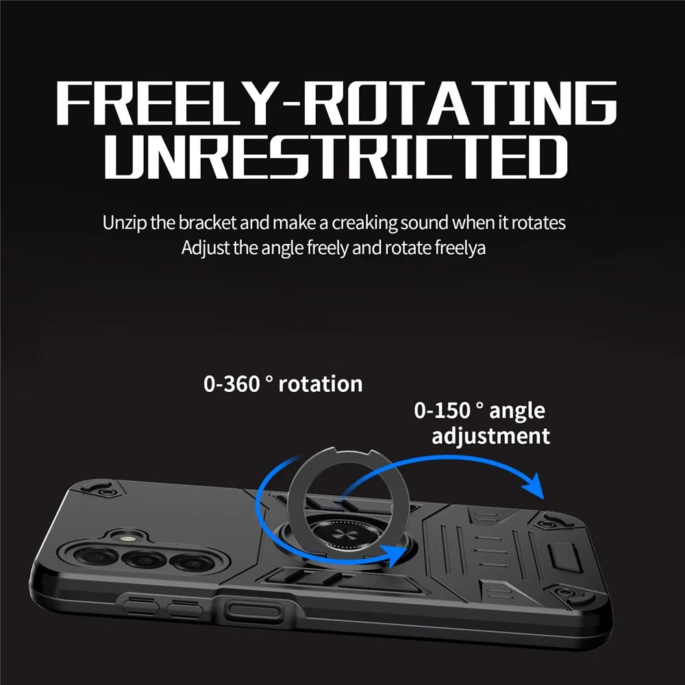 For Samsung Galaxy A18 5G / A18 4G / A17 5G / A17 4G Case with Ring Holder Kickstand PC + TPU Anti-Fall Phone Cover - Black - 2