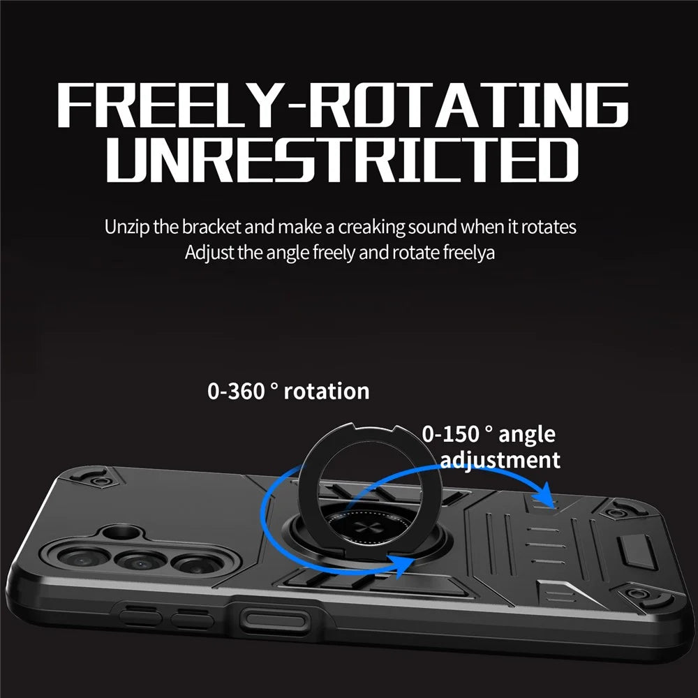 For Samsung Galaxy A26 5G Case with Ring Holder Kickstand PC + TPU Anti-Fall Phone Cover - Black - 2