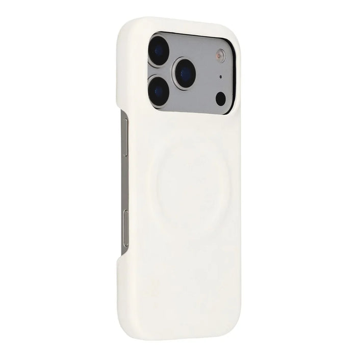 For iPhone 18 Pro Max / 17 Pro Max Case Compatible with MagSafe Skin-Touch Leather + PC Back Cover - White - 1