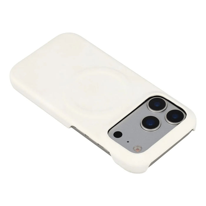 For iPhone 18 Pro Max / 17 Pro Max Case Compatible with MagSafe Skin-Touch Leather + PC Back Cover - White - 5