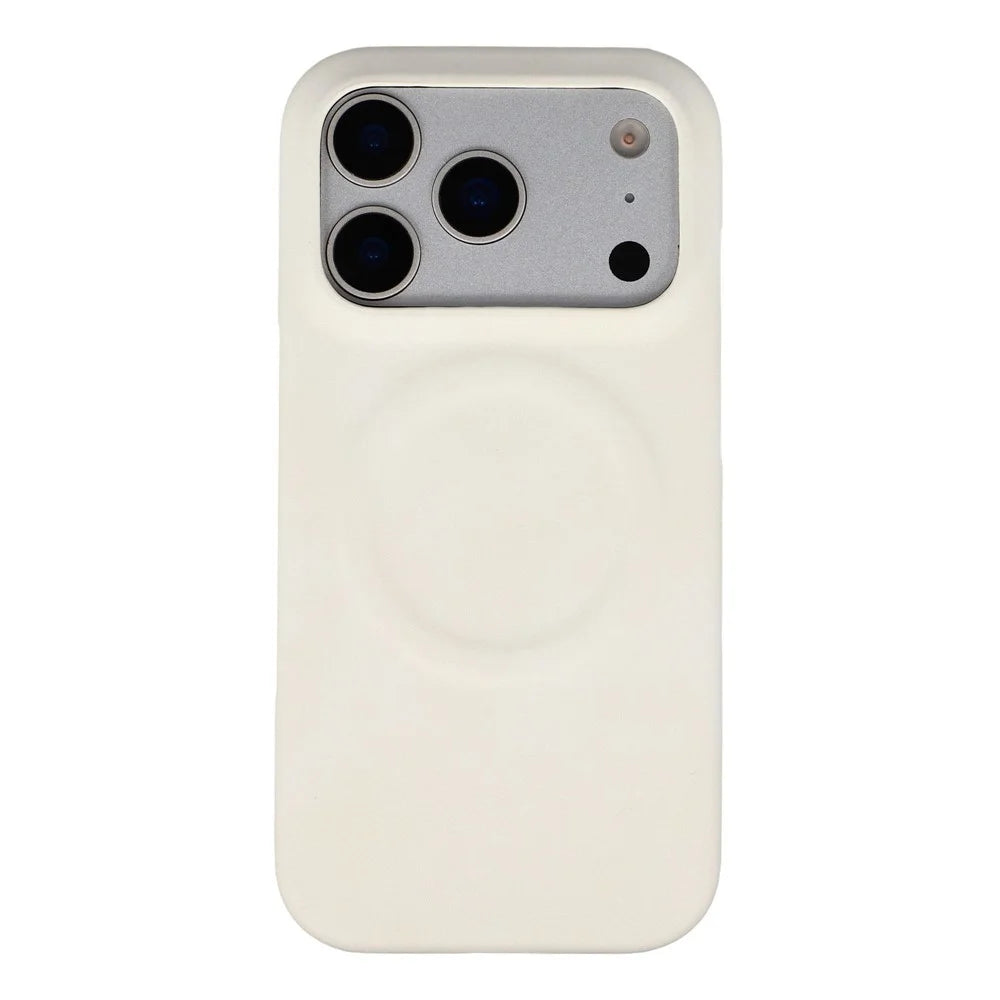 For iPhone 18 Pro / 17 Pro Case Compatible with MagSafe Skin-Touch Leather + PC Back Cover - White - 3