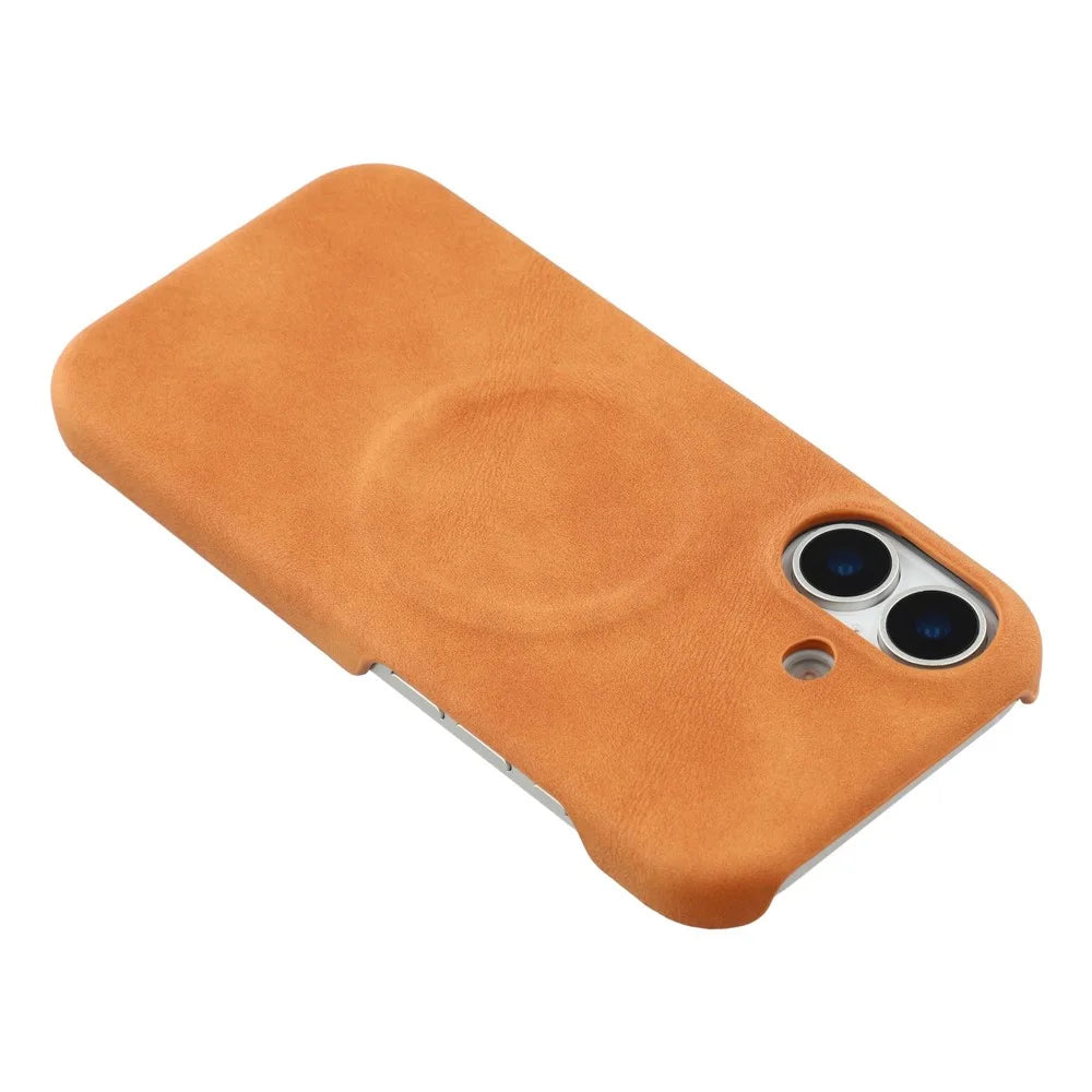 For iPhone 16 Case Compatible with MagSafe Skin-Touch Leather + PC Back Cover - Yellow - 5