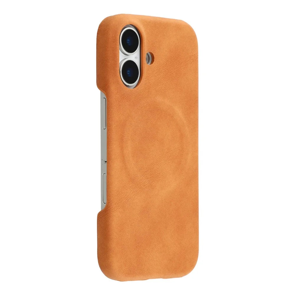 For iPhone 16 Plus Case Compatible with MagSafe Skin-Touch Leather + PC Back Cover - Yellow - 1