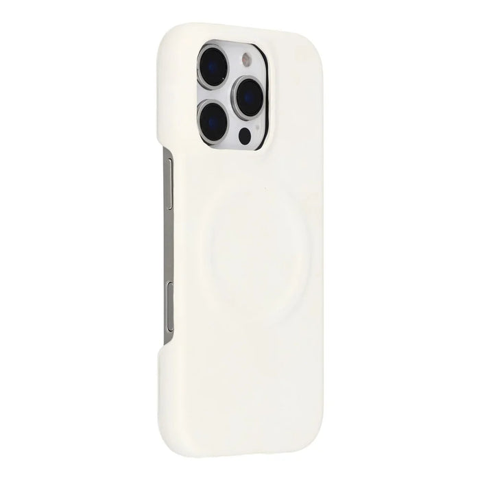 For iPhone 16 Pro Max Case Compatible with MagSafe Skin-Touch Leather + PC Back Cover - White - 1