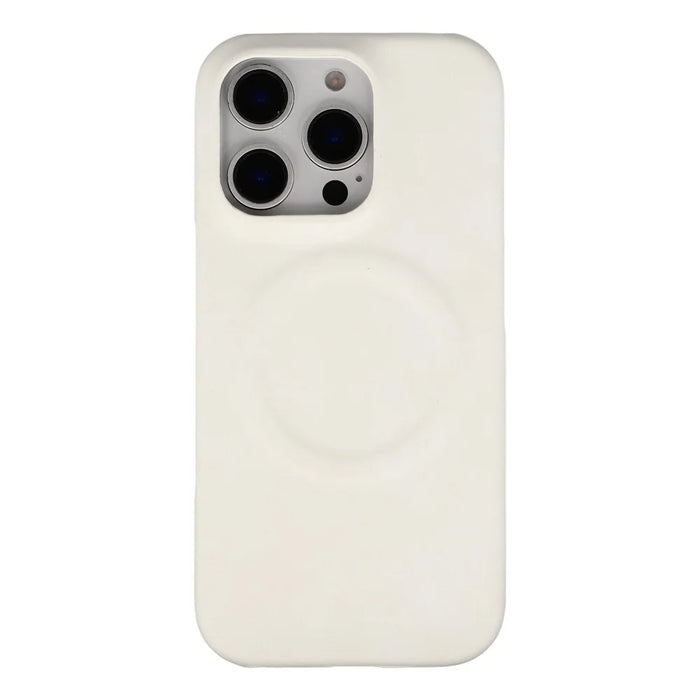 For iPhone 16 Pro Max Case Compatible with MagSafe Skin-Touch Leather + PC Back Cover - White - 3