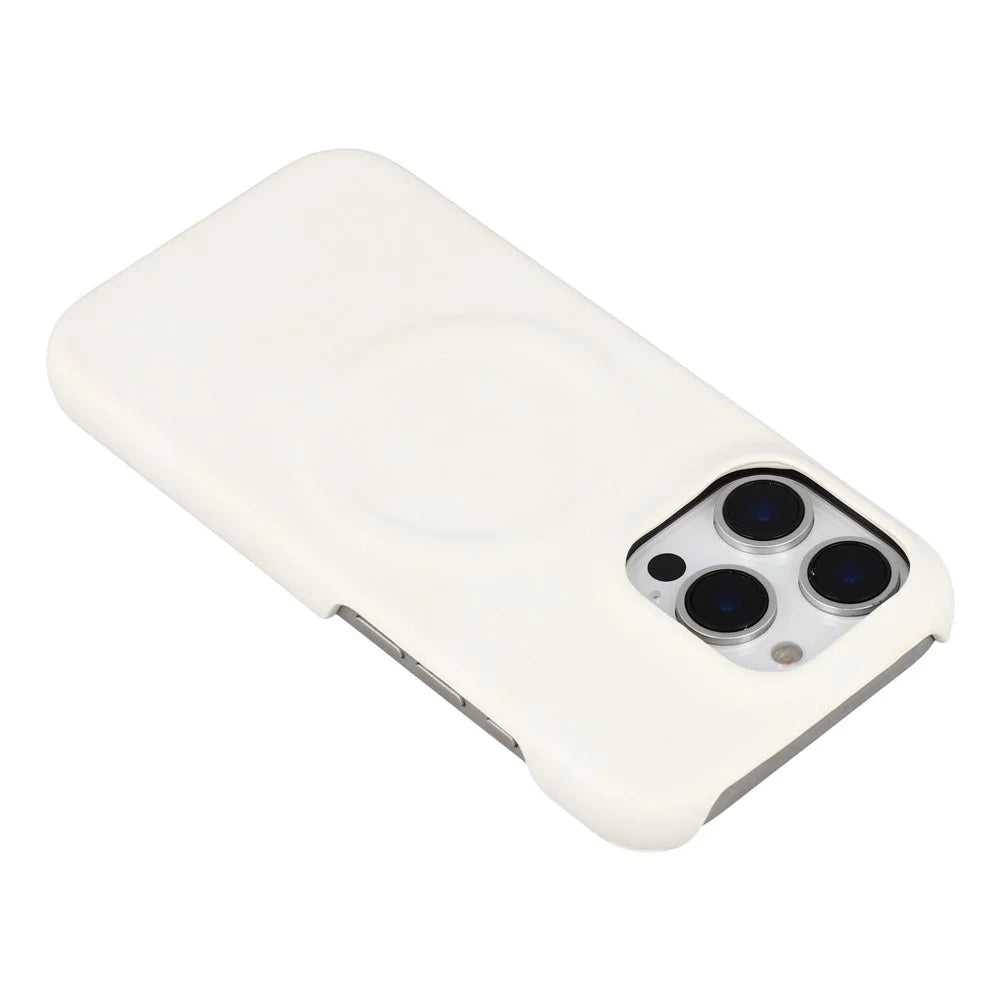 For iPhone 16 Pro Case Compatible with MagSafe Skin-Touch Leather + PC Back Cover - White - 5