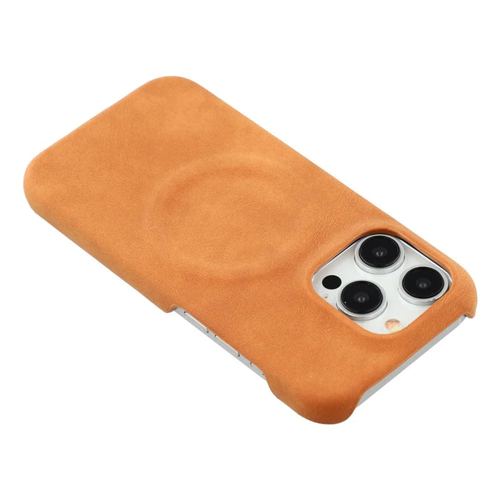For iPhone 13 Pro Max Case Compatible with MagSafe Skin-Touch Leather + PC Back Cover - Yellow - 5