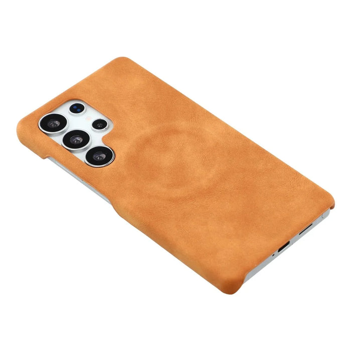 For Samsung Galaxy S25 Ultra Magnetic Case Skin-Touch Leather + PC Back Cover - Yellow - 4