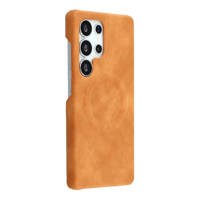 For Samsung Galaxy S23 Ultra Magnetic Case Skin-Touch Leather + PC Back Cover - Yellow - 1