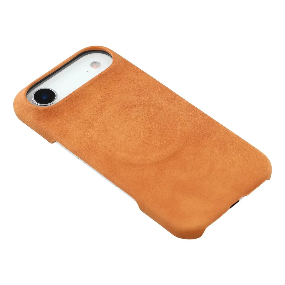 For iPhone Air Case Compatible with MagSafe Skin-Touch Leather + PC Back Cover - Yellow - 4