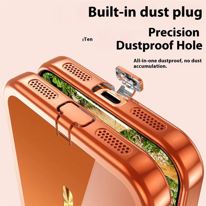For iPhone 17 Case Electroplating Frame Translucent TPU Phone Cover Compatible with MagSafe - Orange - 2