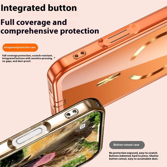 For iPhone 17 Case Electroplating Frame Translucent TPU Phone Cover Compatible with MagSafe - Orange - 3