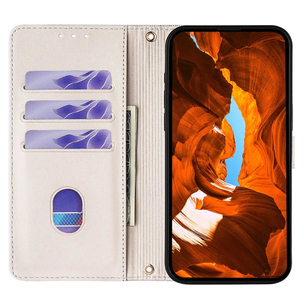 For Samsung Galaxy S25 FE Case Metal I-Buckle PU Leather Wallet Phone Cover - White - 2