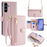 For Samsung Galaxy S25 FE Leather Case Zipper Pocket Wallet Phone Cover with 2 Straps - Pink - 1