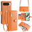For Google Pixel 10 Leather Case Zipper Pocket Wallet Phone Cover with 2 Straps - Orange - 1