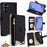 For Samsung Galaxy S25 FE Leather Case Wallet Stand Cover Irregular Tail Style with Chain Strap - Black - 1