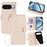 For Google Pixel 10 Pro XL Case RFID Blocking Wallet PU Leather Phone Cover with Wrist Strap - White - 1