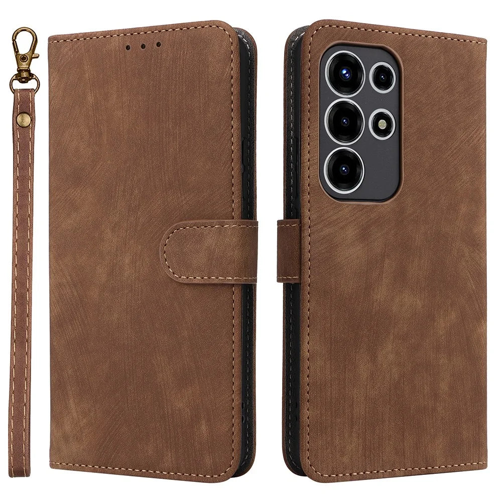 For itel Super 26 Ultra Case Wallet RFID Blocking PU Leather Phone Cover Stand with Strap - Brown - 1