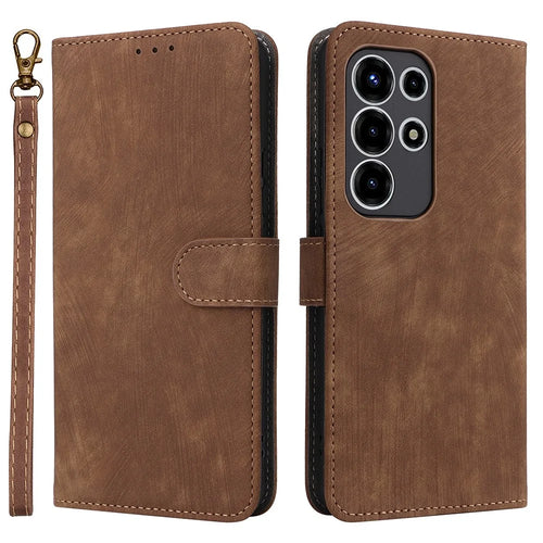 For itel Super 26 Ultra Case Wallet RFID Blocking PU Leather Phone Cover Stand with Strap - Brown - 1