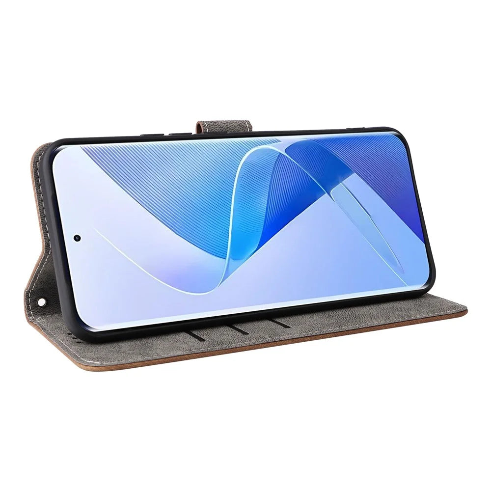 For itel Super 26 Ultra Case Wallet RFID Blocking PU Leather Phone Cover Stand with Strap - Brown - 3