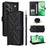 For Realme P4 Pro 5G Case with Shoulder  /  Wrist Strap Leather Phone Cover Stand Wallet - Black - 1