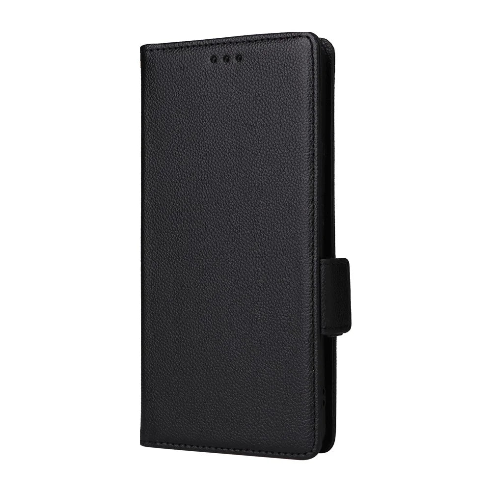 For Realme P4 Pro 5G Case Litchi Texture Wallet Leather Phone Cover with Wrist Strap - Black - 7