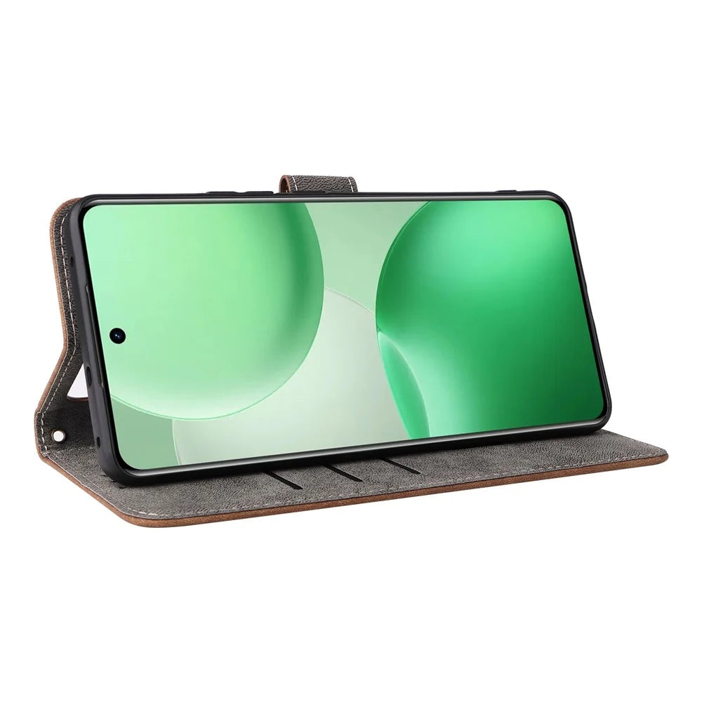 For Realme P4 Pro 5G Case Wallet RFID Blocking PU Leather Phone Cover Stand with Strap - Brown - 3