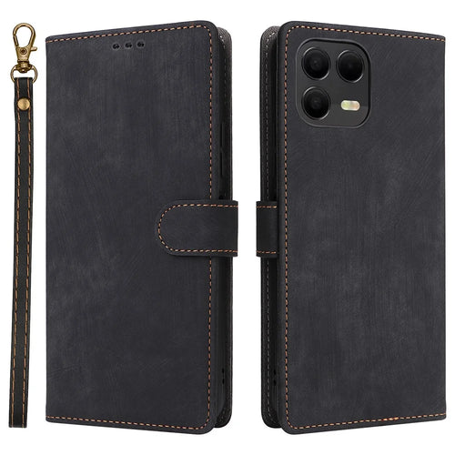 Leather Case for T-Mobile Revvl 8 Pro / T-Mobile T Phone 3 Pro / Telekom T Phone 3 Pro RFID Blocking Wallet Phone Cover Stand with Strap - Black - 1