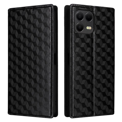 Leather Case for T-Mobile Revvl 8 Pro / T-Mobile T Phone 3 Pro / Telekom T Phone 3 Pro Wallet Rhombus Imprinted Phone Cover - Black - 1